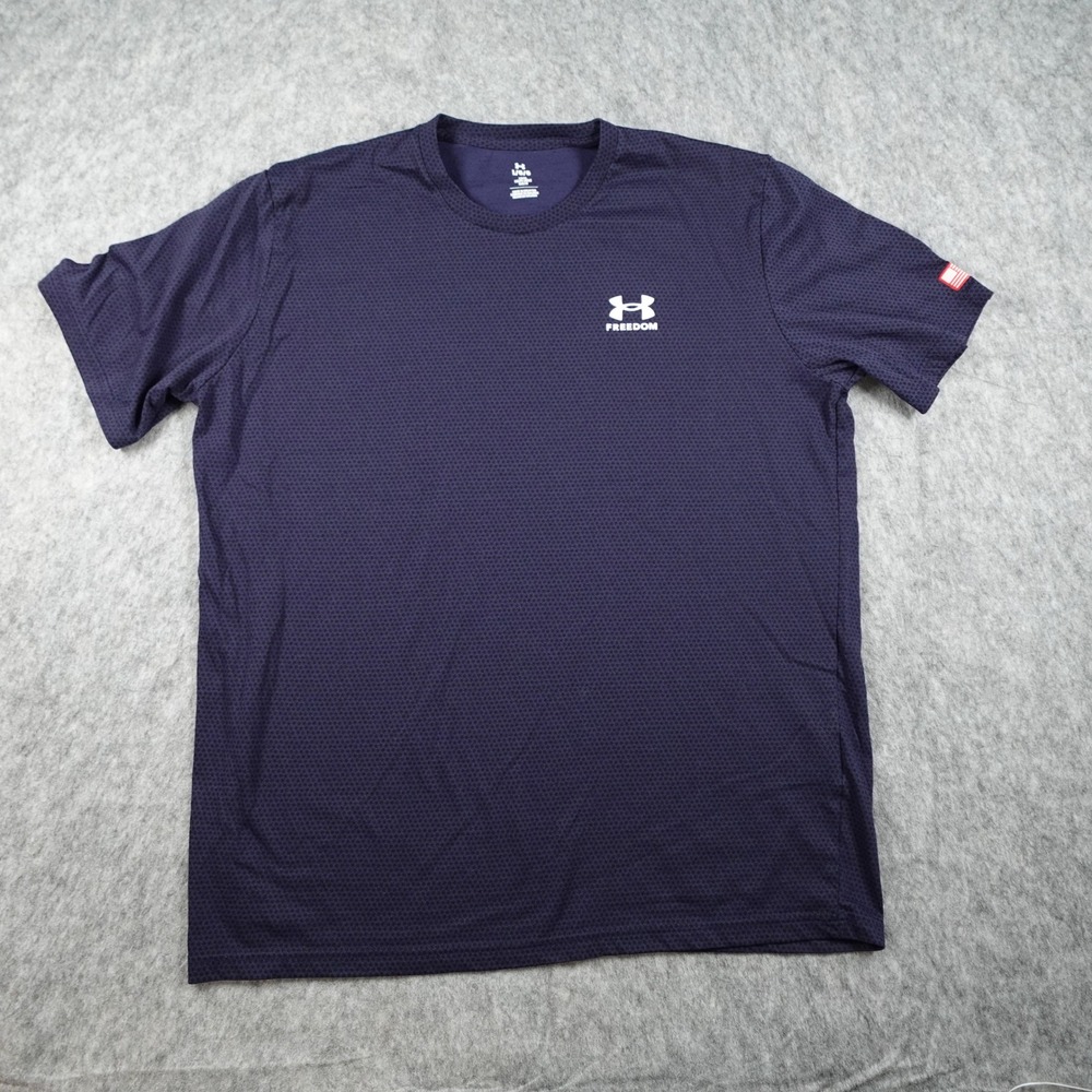 Under Armour Top Mens Large Navy Freedom Stars Graphic Short Sleeve Veterans Day